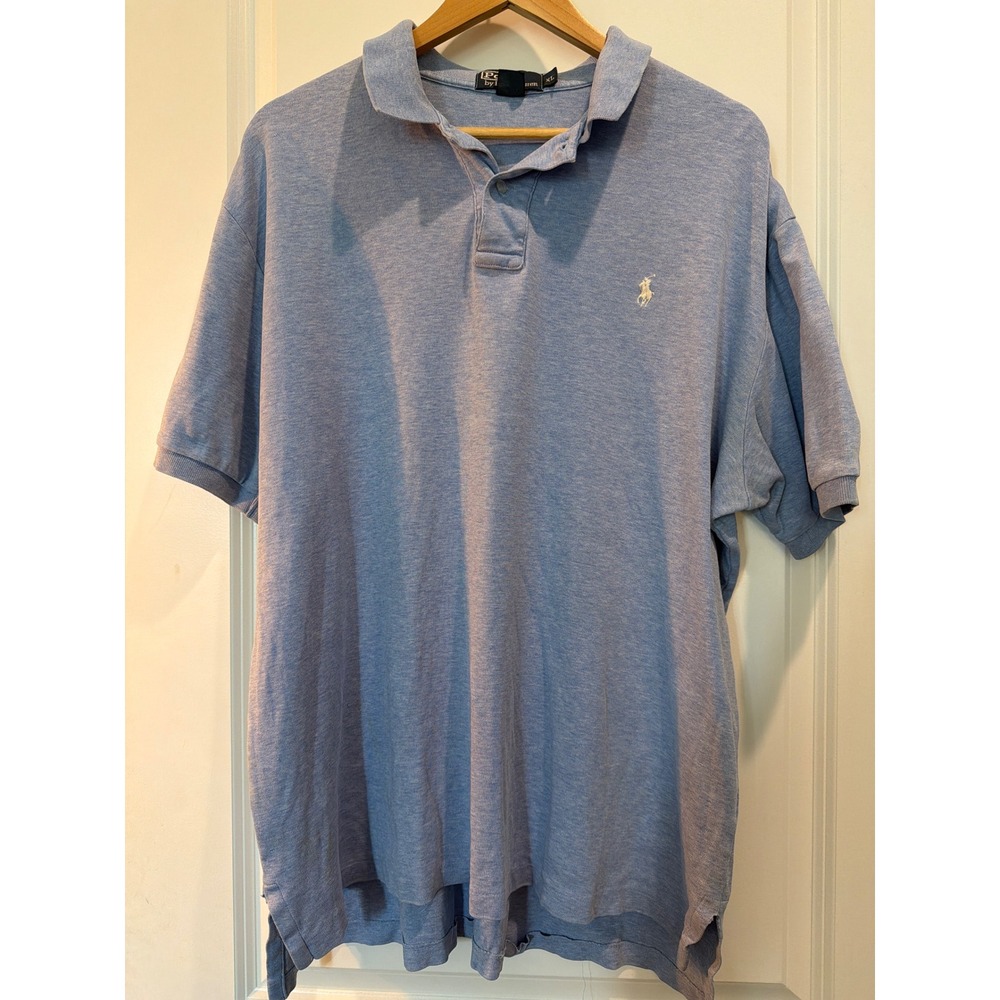 Polo Ralph Lauren Mens XL Blue Heather Cotton Short Sleeve Pony Logo Polo Shirt